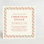 "Checkered Christmas Dinner Invitation" - Stationery in Crimson by Amber Barkley - Front