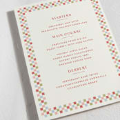 "Checkered Christmas Menu Card" - Stationery in Crimson by Amber Barkley - Close-Up