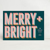 "Merry Marquee Holiday Card" - Stationery in Teal by Amber Barkley - Front