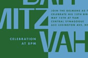 "Tonal Bar Mitzvah" - Stationery in Kelly Green by Jennifer Lew - Close-Up