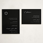 "Corner" - Mitzvah Reception Cards in Midnight by Kelly Schmidt - With Invitation