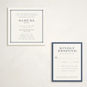 "Square Frame" - Mitzvah RSVP Cards in Navy by Jenna Holcomb - With Invitation
