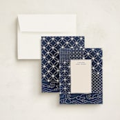 "Sashiko Jacket" - Personalized Stationery Cards in Indigo by Hooray Creative - Assembled
