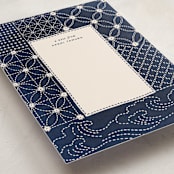 "Sashiko Jacket" - Personalized Stationery Cards in Indigo by Hooray Creative - Detail