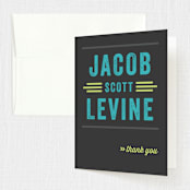 "Namely" - Mitzvah Thank You Cards in Charcoal by Rebecca Bowen - Front