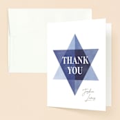 "Modern Star" - Mitzvah Thank You Cards in Cotton by Robert and Stella - Front