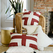 "Interlock Lumbar Pillow - Rust" - Throw Pillows in red by Anchal