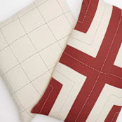 "Interlock Lumbar Pillow - Rust" - Throw Pillows in red by Anchal