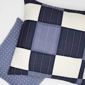 "Patchwork Plaid Euro Sham - Navy" - Throw Pillows in blue by Anchal