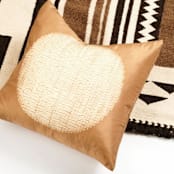 "Shunya Gold Silk Pillow" - Throw Pillows in gold by Anjali Purohit