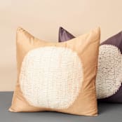 "Shunya Gold Silk Pillow" - Throw Pillows in gold by Anjali Purohit