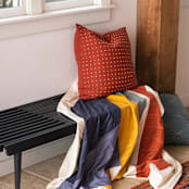 "Cross-Stitch Throw Pillow - Rust" - Throw Pillows in red by Anchal