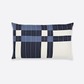 "Patchwork Plaid Lumbar Pillow - Navy" - Throw Pillows in blue by Anchal