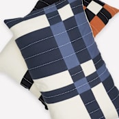"Patchwork Plaid Lumbar Pillow - Navy" - Throw Pillows in blue by Anchal