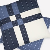 "Patchwork Plaid Throw Pillow - Navy" - Throw Pillows in blue by Anchal