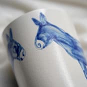 "Unique handmade ceramic cup with donkeys" - Mugs and Teacups in multicolor by Alexandra Dzh