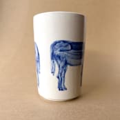 "Unique handmade ceramic cup with donkeys" - Mugs and Teacups in multicolor by Alexandra Dzh