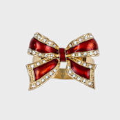 "Enamel Bow Skinny Napkin Rings, Red, Set of Four" - Tabletop Accessories in red by Joanna Buchanan