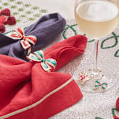 "Enamel Bow Skinny Napkin Rings, Red, Set of Four" - Tabletop Accessories in red by Joanna Buchanan