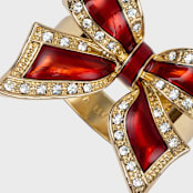 "Enamel Bow Skinny Napkin Rings, Red, Set of Four" - Tabletop Accessories in red by Joanna Buchanan