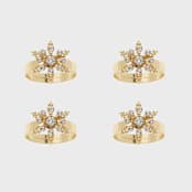 "Classic snowflake skinny napkin rings, crystal, set of four" - Tabletop Accessories in brass by Joanna Buchanan