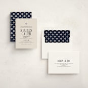 "Broche" - Mitzvah Invitations in Midnight by Meagan Christensen - Assembled