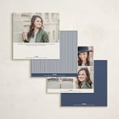 "Square Frame" - Mitzvah Invitations in Navy by Jenna Holcomb - Back of Card Options