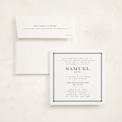 "Square Frame" - Mitzvah Invitations in Navy by Jenna Holcomb - Invitation with Envelope