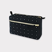 "Medium Cross-Stitch Toiletry Bag - Charcoal" - Makeup Bag in black by Anchal