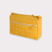 "Medium Cross-Stitch Toiletry Bag - Mustard" - Makeup Bag in yellow by Anchal