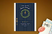 "Door Wreath" - Moving Announcements in Navy Blue by Emily Hein - Front