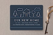 "Suburban Landscape" - Moving Announcements in Denim by Carly Reed Walker - Front