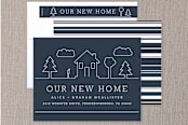 "Suburban Landscape" - Moving Announcements in Denim by Carly Reed Walker - Assembled