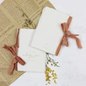 "Beige Floral Monogram Vow Book | Set of 2 | Size 6x4.125" - Wedding Vow Books in beige by Clove and Cedar Design