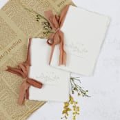 "Beige Floral Monogram Vow Book | Set of 2 | Size 6x4.125" - Wedding Vow Books in beige by Clove and Cedar Design