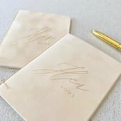"Champagne Velvet Vow Books" - Wedding Vow Books in natural by PAPER and LACE