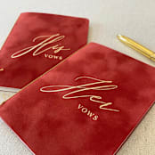 "Rust Velvet Vow Books" - Wedding Vow Books in orange by PAPER and LACE