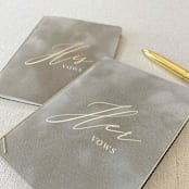 "Mushroom Velvet Vow Books" - Wedding Vow Books in beige by PAPER and LACE