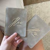 "Mushroom Velvet Vow Books" - Wedding Vow Books in beige by PAPER and LACE