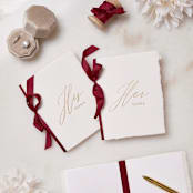 "Handmade Paper Vow Books with Wine Silk Ribbon" - Wedding Vow Books in natural by PAPER and LACE