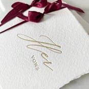 "Handmade Paper Vow Books with Wine Silk Ribbon" - Wedding Vow Books in natural by PAPER and LACE