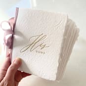 "Handmade Paper Vow Books with Wine Silk Ribbon" - Wedding Vow Books in natural by PAPER and LACE