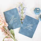 "French Blue Velvet Vow Books" - Wedding Vow Books in blue by PAPER and LACE