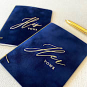 "Navy Velvet Vow Books" - Wedding Vow Books in blue by PAPER and LACE