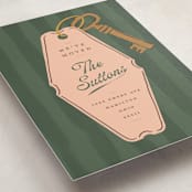 "Vintage Key Tag" - Moving Announcements in Kale by Susan Zinader - Detail