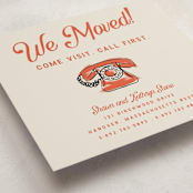 "Come Visit. Call First." - Moving Announcements in Persimmon by Paula Pecevich - Detail