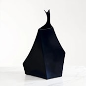 "Ceramic Decorative Sculptural Vase - Matt Black Geo Tall" - Vases in black by DinaDecor