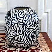 "stoneware vase with black and white maze pattern" - Vases in black by Liz Vigoda