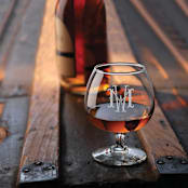 "Custom Monogram Brandy Glass" - Gifts for the Bride in clear by Papel Custom Design