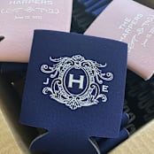 "Custom Ornate monogram wedding can coolers, set of 50" - Favors in beige by Rook Design Co